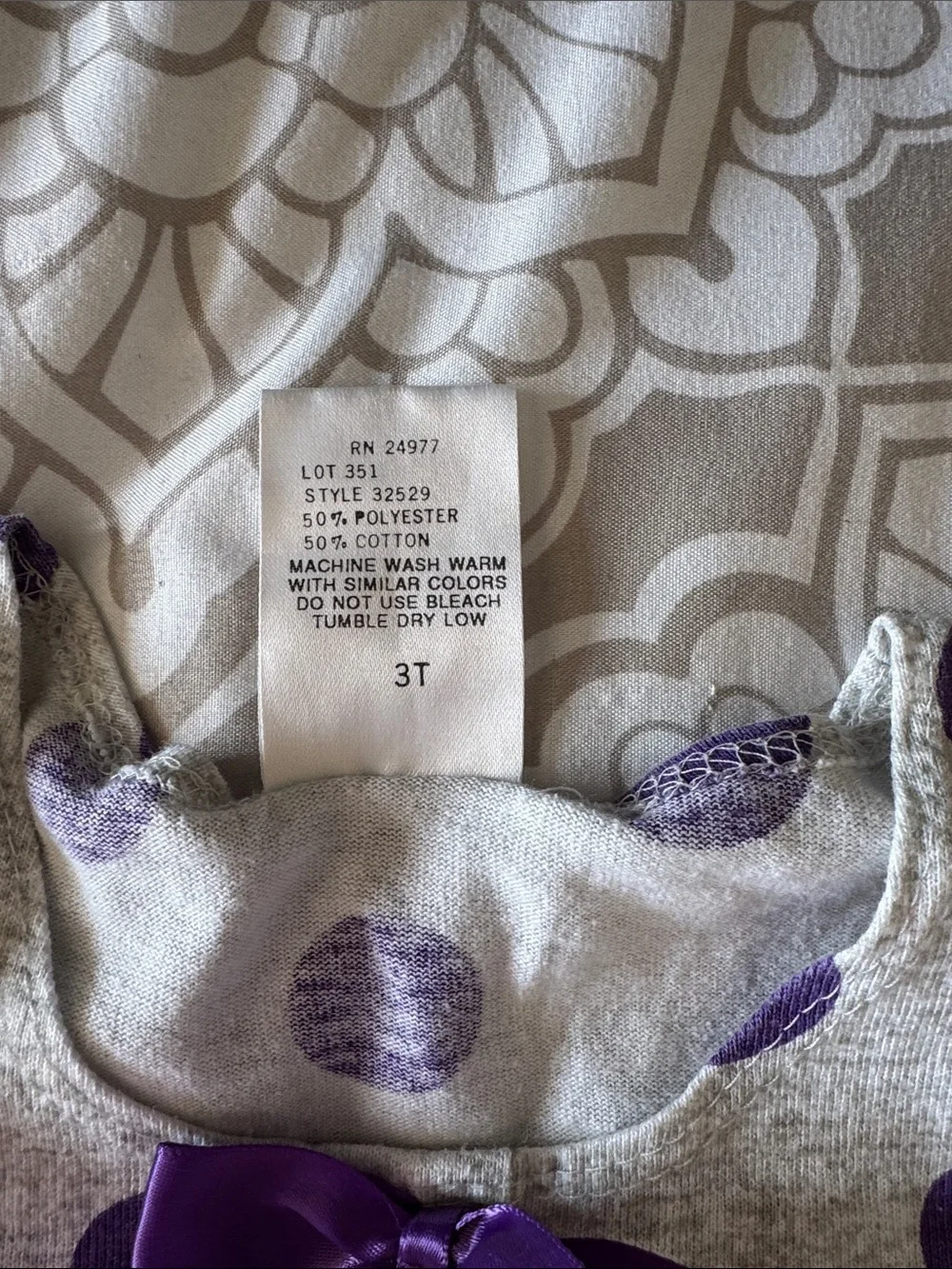 Little Girls Purple Polka Dot Tunic & Purple Lace Trim Legging Set